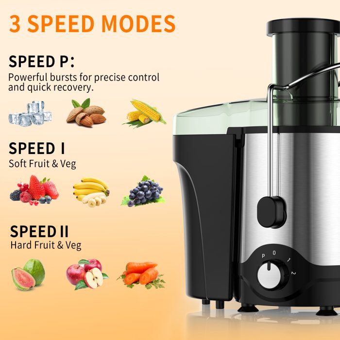 Juicer Machine 600W, Juice Extractor, Anti-Drip Press Centrifugal Juicer with Big Mouth 3" Feed Chute - Image 5